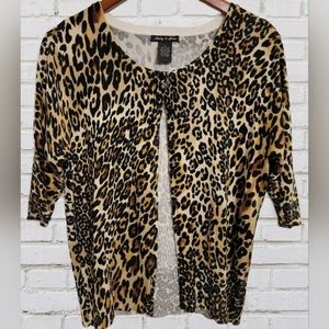 Audrey & Grace Cardigan Size Large Cheetah Print